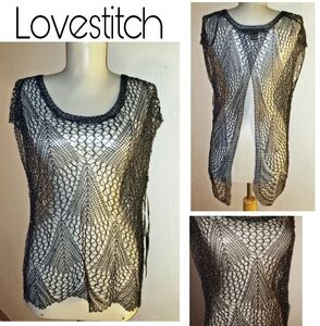 LOVESTITCH open stitch (net) tunic. Sz Med